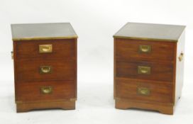 Pair of mahogany bedside chests of drawers of square form,