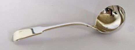 LOT WITHDRAWN - Solid silver Victorian fiddle pattern sauce ladle,