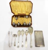 Silver cigarette case by W H Manton Ltd, Birmingham 1960, of engine-turned rectangular form,