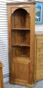 Pine standing corner cupboard