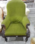 Victorian balloon back mahogany framed elbow chair,