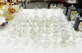 Georgian ale glass, engraved with stars and swags, a wrythen example,