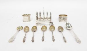 Small silver four-division toast rack by Viners, Sheffield 1932,