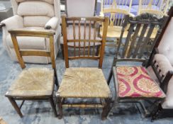 19th century spindleback chair with rush seat,