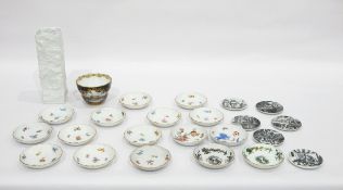 Collection of Meissen shaped dishes with handpainted floral sprigs,