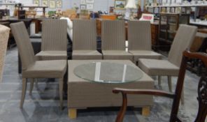 Lloyd Loom style all-weather simulated cane conservatory/patio set comprising square table and six