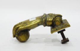 Victorian brass door knocker modelled as a lady's hand with lace cuff and bracelet,