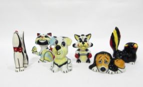 Lorna Bailey cats and dogs comprising three dogs and three cats including Marmalade the Cat;