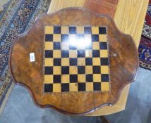 Victorian burr walnut tripod table,