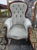 Victorian mahogany balloon back nursing chair,