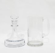 Quantity of cut glass including fruit bowl, fruit basket, water jug, decanters,