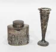 Victorian silver tea canister by Nathan & Hayes, Chester 1899, of oval form with pull-off lid,