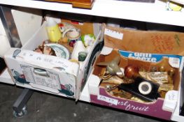 Quantity of assorted ceramics and collectables including a vintage table fan, some faux-scrimshaw,