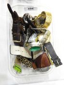 1970's Exquisit strap watch of stylised rectangular form, the white metal case marked 800,