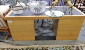 Alexander Miles Furniture Company 'Corsini' oak desk, with inset leather writing surface,