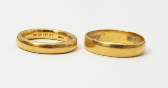 22ct gold signet ring, 8.6g approx. and another, 5.3g approx.