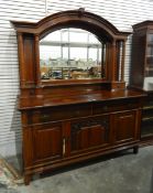 Large Victorian walnut sideboard,