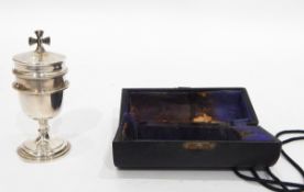 Silver travelling communion set by A R Mowbray & Co Ltd, London 1966,