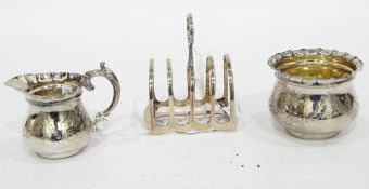 Silver sugar bowl and cream jug suite by Deykin & Harrison, Birmingham 1900,