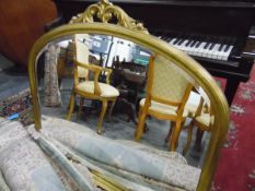 Victorian giltwood framed bevelled plate overmantel mirror with ornate acanthus scroll leaf