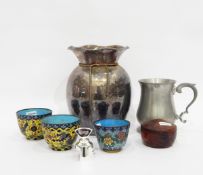 Pair of cloisonne bowls decorated with a continuous band of dragons on a yellow ground,