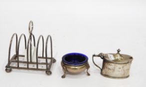 Silver four-division toast rack by S Blanckensee & Son Ltd, Birmingham 1921,