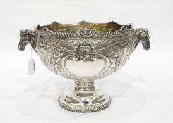 Edwardian two-handled punch bowl, maker's mark TW (possibly T Wilkinson & Sons), Birmingham 1907,