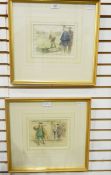 Pair of golfing cartoon prints
