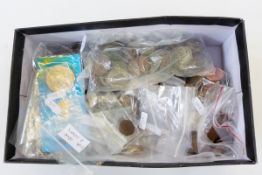 Large quantity of British and foreign coinage including some pre-1947 silver coinage (2 boxes)