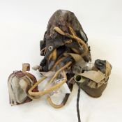 WWII RAF C-type leather wired flying helmet, the headsets with Air Ministry markings,