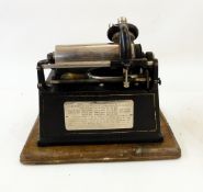 Edison cylinder record player, number G68615, with later metal horn,