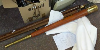 Four-draw telescope by Broadhurst Clarkson & Co of 63 Farringdon Road, London, EC, with brass mounts