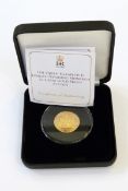 Jubilee Mint Queen Elizabeth II 'Longest Reigning Monarch' 22ct gold proof £1 coin, 22mm diameter