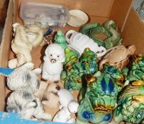 Collection of ceramic Dogs of Fo, assorted commemorative mugs and plates, etc.