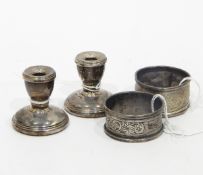 Pair of silver miniature candlesticks/tapersticks,