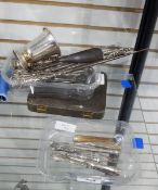 Quantity of silver-handled button hooks, propelling pencils, silver-mounted cheroot holder,