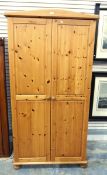 Pine two-door wardrobe,