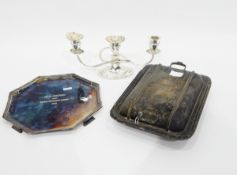 Quantity of silver plate and other metalware including a wine coaster, entree dish and cover,