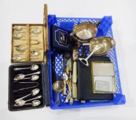 Silver plated sugar bowl and cream jug, a cased set of EPNS teaspoons,