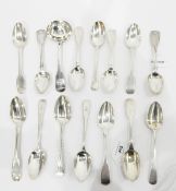 Quantity of assorted Victorian tablespoons and a ladle, 22oz total approx.