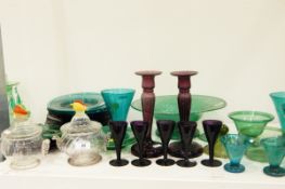 Pair of glass two-handled preserve jars and covers,