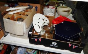 Quantity of vintage beer bottles with wire ceramic stopper, glass water jug,