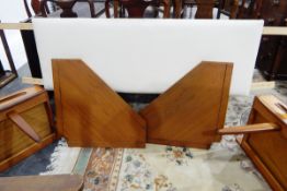 G-Plan-style white faux-leather double headboard and a pair of bedside tables (3)