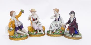 Set of four Sitzendorf figures 