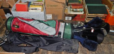 Sigma golf caddy with two sets of wheels and chargers, with assorted golf clubs by Colloway,