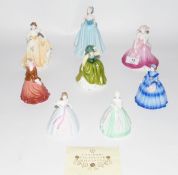 Seven Coalport figures including 