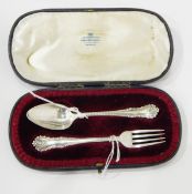 Victorian silver cased fork and spoon, Sheffield 1894, Lee & Wigfull, 2.