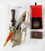 Copper desk seal modelled as a bust of Beethoven with monogram to base,