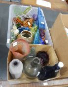 Quantity of assorted coloured glass bottles (2 boxes)