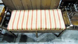 Edwardian box seat duet stool having turned handles and square tapering supports